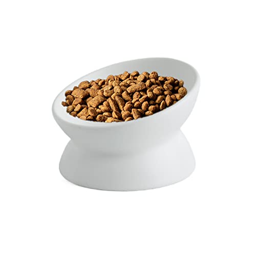 Koomiao Katzennäpfe Keramik 15 ° Gekippte Anti-Erbrechen Futternapf für Katzen,Fressenapf Ergonomisch rutschfest, für Katze Welpe Futter und Wass (Weiß) von Koomuao