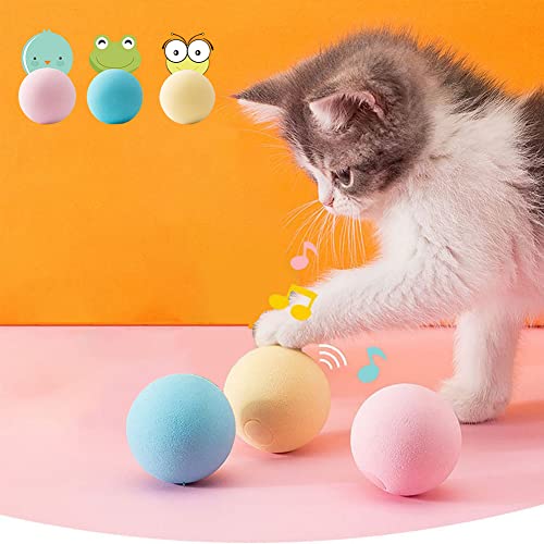 Koomuao 3 Stück Katzenminzenbälle,Katzenspielzeug Ball,interaktives Katzenspielzeug mit intelligentem Abzug,Soundspielzeug für Katzen, Geschenke für Katzen/Hunde von Koomuao