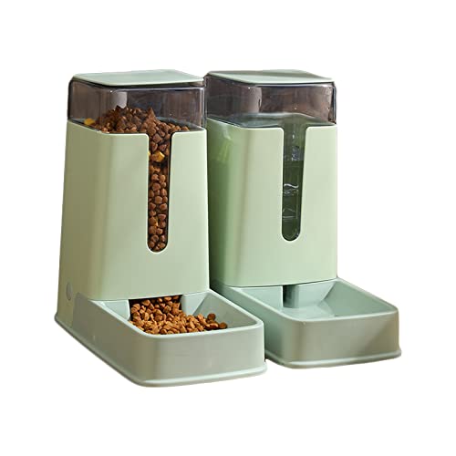 Koomuao Automatischer Futterspender und Wasserspender 3.5L Futterautomat Katze,Haustiere Futterstation Futterautomat für Trockenfutter (Grün) von Koomuao