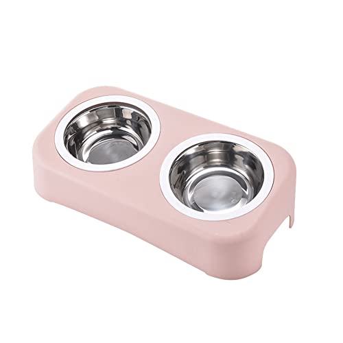 Koomuao Doppelnapf für Katzen, erhöht, aus Edelstahl, Schüssel für Kätzchen, gegen Erbrechen, rutschfest, 2 Schalen für Wasser und Futter für Katzen & Hunde (Rosa) von Koomuao