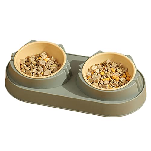 Koomuao Erhöhter Futternapf für Hunde und Katzen, aus Edelstahl, 2 x Futternapf mit geneigter Halterung für Katzen & Hunde, gegen Erbrechen, Futternapf für Katzen und Wasser (Grau-B) von Koomuao