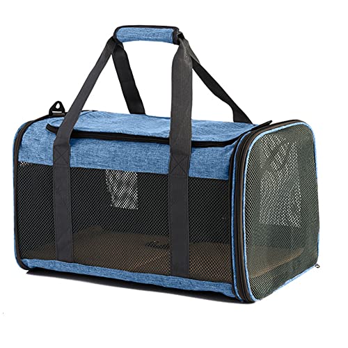Koomuao Hundebox faltbar,Atmungsaktive und Faltbare Hundebox mit Verstellbarem Transporttasche,Katzentransportkäfig für Mitte Kleine Hunde Katzen (Blau) von Koomuao