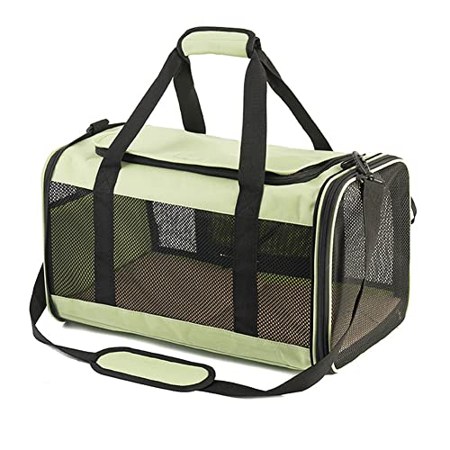 Koomuao Hundebox faltbar,Atmungsaktive und Faltbare Hundebox mit Verstellbarem Transporttasche,Katzentransportkäfig für Mitte Kleine Hunde Katzen (Grün) von Koomuao