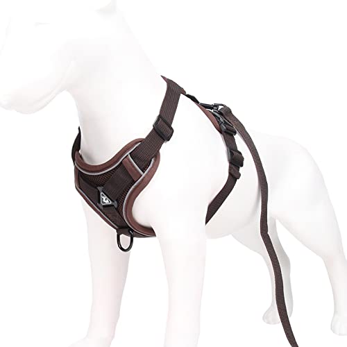 Koomuao Hundegeschirr, Zugentlastungsgeschirr für Hunde, verstellbar, Set aus Welpenweste und Leine, Geschirr, Jacke aus weichem Netzstoff, atmungsaktiv, für kleine und mittelgroße Hunde (Braun, L) Koomuao Hundegeschirr, Zugentlastungsgeschirr für Hunde, verstellbar, Set aus Welpenweste und Leine, Geschirr, Jacke aus weichem Netzstoff, atmungsaktiv, für kleine und mittelgroße Hunde (Braun, L) von Koomuao