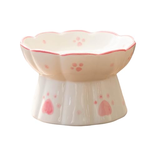 Koomuao Katzen Napfset Keramik Katzennapf Erhöht, Fressnapf Katze Anti Erbrechen für Katzen und Hunde Verwendet, überlegen für Nass- und Trockenfutter (Rosa) von Koomuao