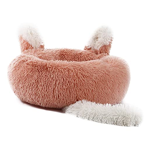 Koomuao Katzenbett Flauschig,Donut Katzenbett Hundekissen Flauschig Katzenkissen waschbar, für Katzen und Kleine Hunde Bett Haustierbett (40cm, Hell-Pink) von Koomuao