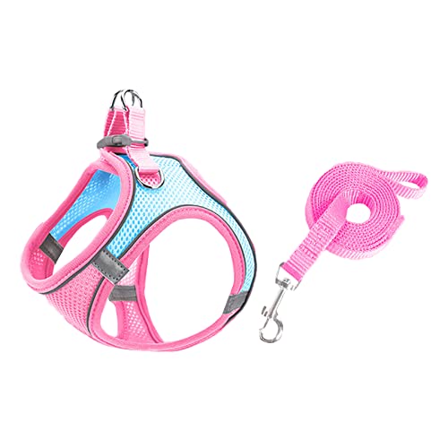 Koomuao Katzengeschirr, atmungsaktiv, mit Leine, sicher, Geschirr, Jacke, ultraleicht, Kätzchenkragen, weich und bequem, Laufjacke für Kaninchen, Katzen und Welpen (Rosa, XS) von Koomuao
