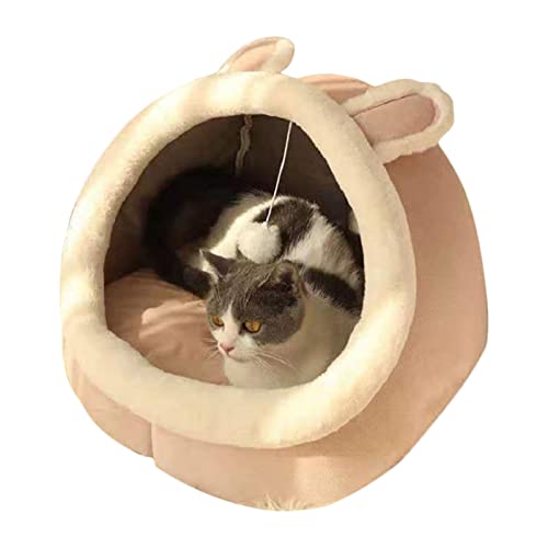 Koomuao Katzenhöhle Katzenbett Flauschig, Katzenzelt mit abnehmbarem Kissen Kissen Kuschelhöhle,Katzenhaus Tierbett für kleine bis mittel große Katzen und Hunde (M, Rosa) von Koomuao