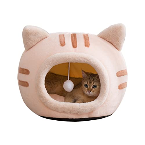 Koomuao Katzenhöhlen,Katzenbett Flauschig mit weichem Innenkissen (waschbar) Katzenhaus Tierbett Katzenzelt für kleine bis mittel große Katzen und Hunde (L, Rosa) von Koomuao