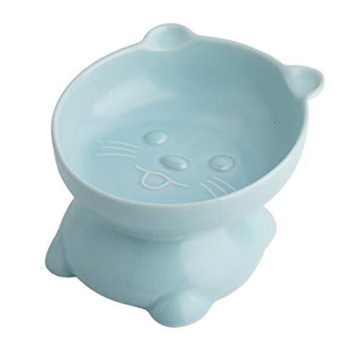 Koomuao Katzennapf, Keramik geneigt abgewinkelt katzennapf,Futternäpfe Katzenfutter für Katze Hunde Welpe Futter Und Wasser,Fressnapf Katze Schützen den Nacken (Futternapf-blau) von Koomuao