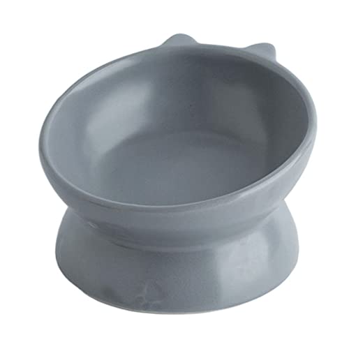 Koomuao Katzennapf,Futternäpfe Katzenfutter,Keramik Fressnäpfe 15 ° Gekippte Anti-Erbrechen Futternapf für Katzen,Fressenapf Ergonomisch rutschfest, für Katze Welpe Futter und Wass (Grau) von Koomuao