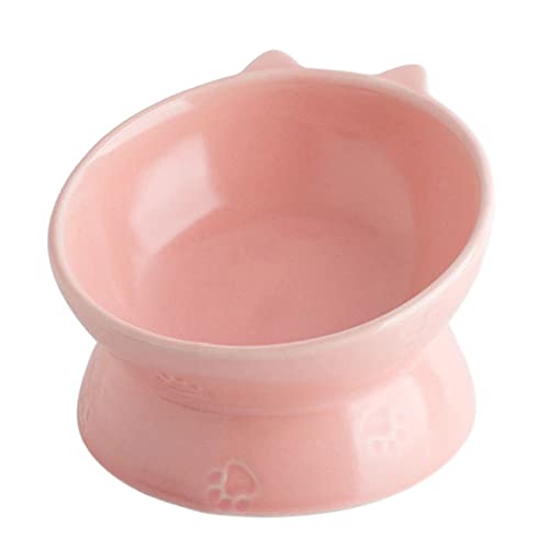 Koomuao Katzennapf,Futternäpfe Katzenfutter,Keramik Fressnäpfe 15 ° Gekippte Anti-Erbrechen Futternapf für Katzen,Fressenapf Ergonomisch rutschfest, für Katze Welpe Futter und Wass (Rosa) von Koomuao