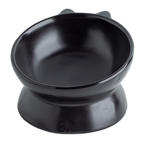 Koomuao Katzennapf,Futternäpfe Katzenfutter,Keramik Fressnäpfe 15 ° Gekippte Anti-Erbrechen Futternapf für Katzen,Fressenapf Ergonomisch rutschfest, für Katze Welpe Futter und Wass (Schwarz) von Koomuao
