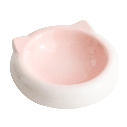 Koomuao Katzennapf aus Porzellan,Katzen Futternapf Fressnapf Katze, Futternapf & Wassernapf für Katzen,Erleichterung von Whisker-Müdigkeit, Flache Schalen für Kätzchen und Kleintiere (Rosa) von Koomuao