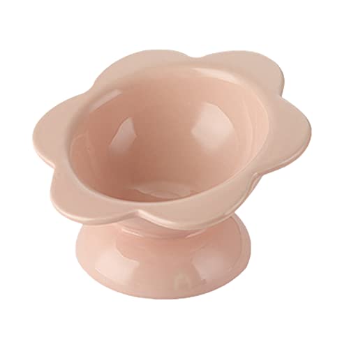 Koomuao Katzenschüssel, Keramik, erhöhter und geneigter Katzennapf für Kätzchen, Blumendesign, Tierschale, gegen Erbrechen und Verringerung des Nackendrucks (Rosa) von Koomuao