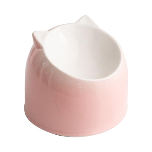 Koomuao Keramik Futternapf Erhöht,Katzennapf mit 15° Neigung Design, Anti Erbrechen Fressnapf Katze,Katzenfutternapf für Futter und Wasser,perfekt für Katzen,Welpen und kleine Hunde (Rosa) von Koomuao