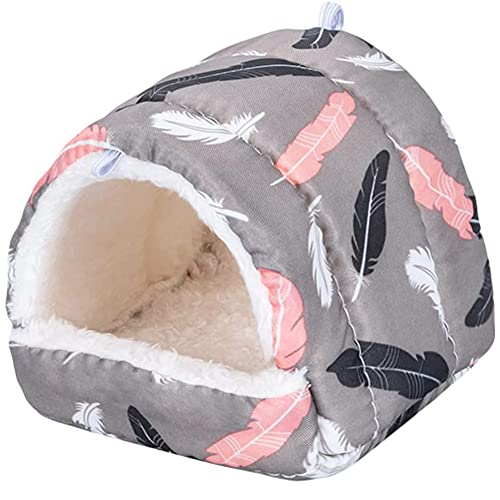 Koomuao Kleintierhöhle für Chinchilla,Kleine Tier Plüsch Höhle,Waschbar Kaninchen Kuschelhöhle,Kuscheln Schlafsack Für Zwergkaninchen/Chinchilla/Hamster (18 * 18 cm, Grau) von Koomuao