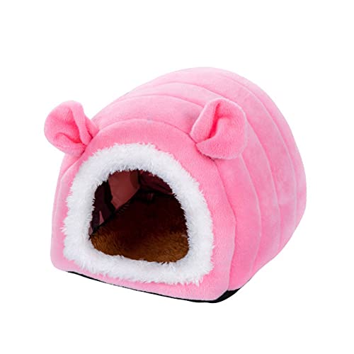 Koomuao Korb für Meerschweinchen, Bett, kleines Tier, Nest aus Plüsch, Winter, warm, für Hamster, Meerschweinchen, Chinchilla, Eichhörnchen, Igel (Rosa) von Koomuao