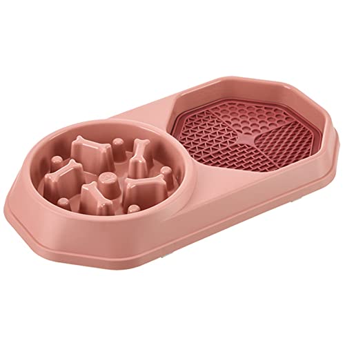 Koomuao Langsamer Futternapf für Katzen, zum Mittagessen, mit Leckmatte, geeignet für Trocken- und Nassfutter, Futternapf für Haustiere (Rosa) von Koomuao