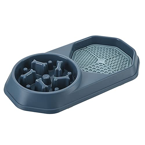 Koomuao Langsamer Futternapf für Katzen, zum Mittagessen, mit Leckmatte, geeignet für Trocken- und Nassfutter, Futternapf für Haustiere (blau) von Koomuao