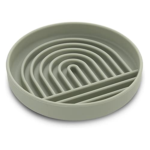 Koomuao Leckmatte für Hunde, 20 cm, rund, Leckmatte für Hunde, aus Silikon, langsames Fressnapf für Bad/Training, verbessert die Mundhygiene (grün) von Koomuao