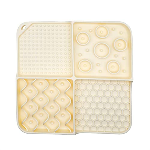 Koomuao Leckmatte für Hunde, Silikon, Leckmatte für Katzen, mit Saugnäpfen, super starke Saugkraft, Leckpads für Haustiere, für Bad, Füllung und Training (beige) von Koomuao
