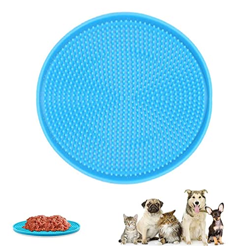 Koomuao Runde Hundeleckermatte aus Silikon, Leckmatte für Hunde, langsames Fressen, mit super Saugnapf für Bad/Training (blau) von Koomuao