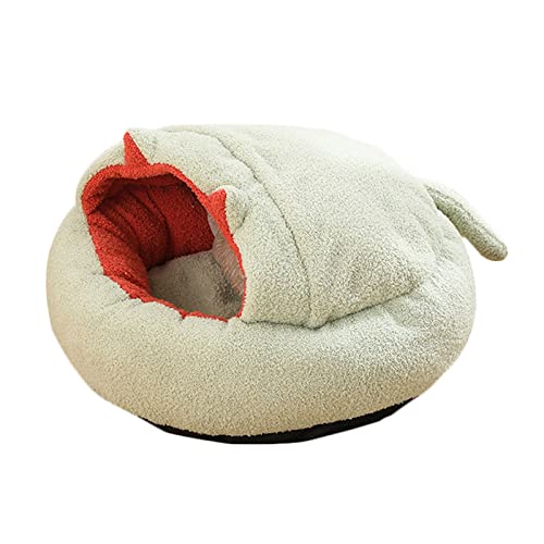 Koomuao Rundes Hundebett / Katzenbett, Anti-Stress, extra weich, Hundebett aus Plüschstoff, bequem, großes Kissen, für Katzen, Donuts, warm, Tiernest, Welpen, rutschfest (M-50 cm, weiß) von Koomuao
