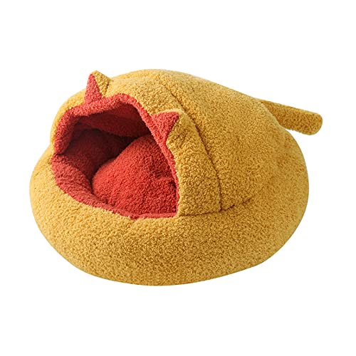 Koomuao Rundes Hundebett / Katzenbett, Anti-Stress, extra weich, Hundekorb aus Plüsch, bequem, großes Kissen, für Katzen, Donuts, warm, Tiernest, Welpen, rutschfest (M-50 cm, Gelb) von Koomuao