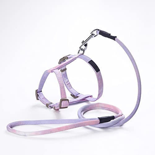 Koomuao Set mit Geschirr und Leine für Katzen, Anti-Ausbruch, leichtes Geschirr für Kätzchen, aus atmungsaktivem Nylon, leicht zu kontrollieren, mit Bändern für Gehen und Reisen (Violett, M) von Koomuao