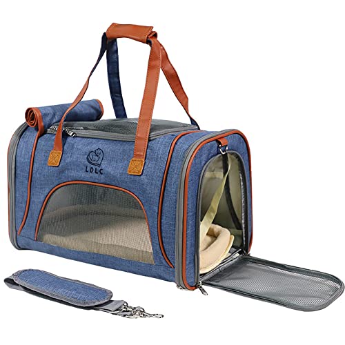 Koomuao Transporttasche für Katzen Hunde,Katzentragetasche mit Schultergurt,Faltbare Hundetasche für die Reise und Den Täglichen Gebrauch,Bis 6 kg (Blau) von Koomuao
