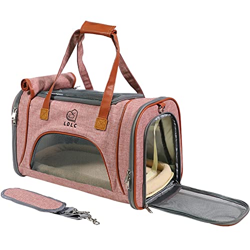 Koomuao Transporttasche für Katzen Hunde,Katzentragetasche mit Schultergurt,Faltbare Hundetasche für die Reise und Den Täglichen Gebrauch,Bis 6 kg (Rosa) von Koomuao