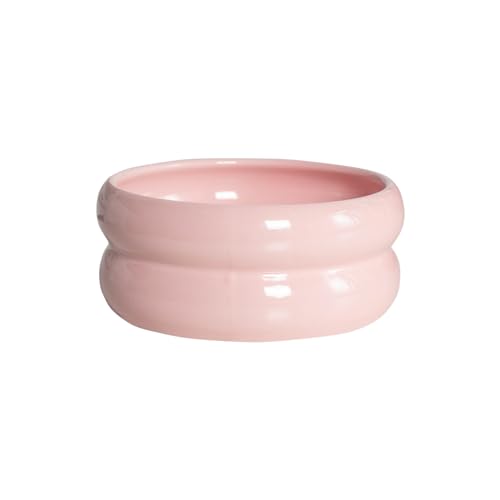 Liemuao Futternapf aus Keramik für Katzen, Futter- und Wasserschüsseln für Katzen, erhöht, mit Bambus, Halterung für Futterspender und Tränken für Katzen und kleine Hunde (600 ml, Rosa-A) von Koomuao