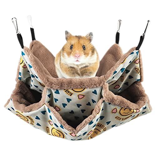 Liemuao Hängematte für kleine Haustiere,Hängematte Höhle Kleintier Schaukel,Doppelschicht Haustierkäfig Hängematten Schläfer Hängematte für Ratten, Hamster, Chinchillas (L-34 * 34cm, Lächeln) von Koomuao