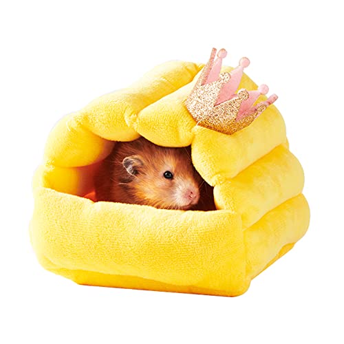 Liemuao Hängematte für kleine Haustiere,Hängematte Höhle Kleintier Schaukel,Doppelschicht Haustierkäfig Hängematten Schläfer Hängematte für Ratten, Hamster, Chinchillas (13*11 cm, Gelb) von Koomuao