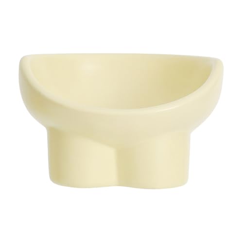 Liemuao Katzenfressnapf, erhöht, 240 ml, Katzenschüssel aus Keramik, um 15 ° neigbar, Futternapf für Futter & Wasser, gegen Erbrechen, Futternapf für Katzen und kleine Hunde (beige) von Koomuao
