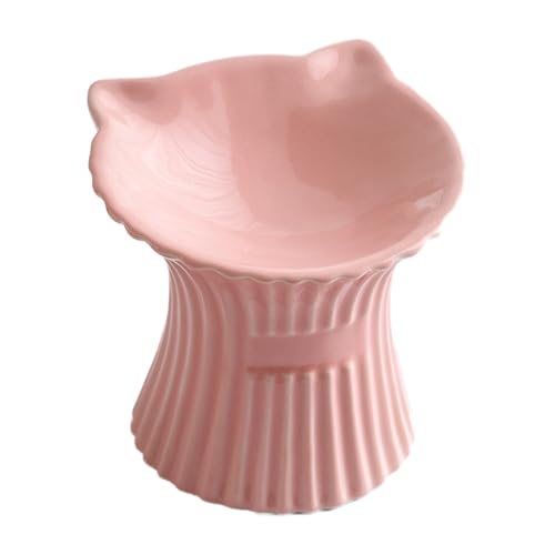 Liemuao Katzenfutterschale aus Keramik, geneigt, erhöhter Futternapf, Kätzchen, für Nass- und Trockenfutter, gegen Erbrechen, Spülmaschinenfest – 180 ml (Rosa-A) von Koomuao