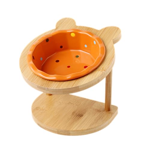 Liemuao Katzennäpfe Keramik mit Ständer, Katzennapf Erhöht, Futternapf Katze, Anti-Erbrechen Katzen Futternapf, Hundenapf für Katzen Hunde Welpe Futter und Wass (Orange-Ständer) von Koomuao