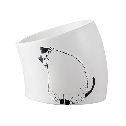 Liemuao Katzennapf aus Keramik, geneigt, erhöhter Futternapf für Futter & Wasser, gegen Erbrechen, reduziert den Nackendruck, Schüsseln für Haustiere (Food) von Koomuao
