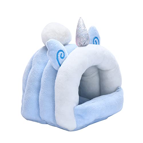 Liemuao Kleintier-Winterhaus, Meerschweinchen Betthöhle Gemütliches Hamsterhaus Kleintierhöhle für Chinchilla, Igel, Meerschweinchen Hamsterkäfig (10 * 11 cm, Blau) von Koomuao