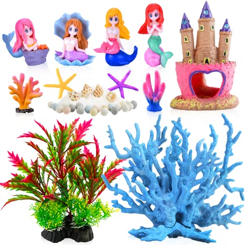 Kooterfun Aquarium-Dekoration, Meerjungfrauenschloss, 28 Stück, inklusive Schlossversteck aus Kunstkoralle, Seestern und künstlichen Kunststoffpflanzen, Aquarium-Dekoration, Zubehör für alle Fische Kooterfun Aquarium-Dekoration, Meerjungfrauenschloss, 28 Stück, inklusive Schlossversteck aus Kunstkoralle, Seestern und künstlichen Kunststoffpflanzen, Aquarium-Dekoration, Zubehör für alle Fische von Kooterfun