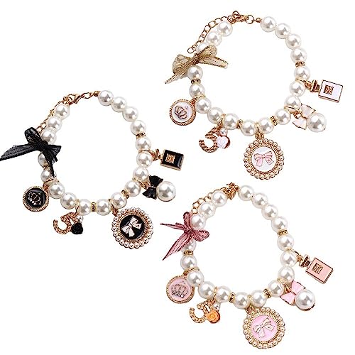 3 x Haustier-Perlenhalsband, Prinzessinnen-Schleife, Halskette, Hundekette, Welpenzubehör, Katzenschmuck, Schleife, Halsbänder für Hunde und Katzen 3 x Haustier-Perlenhalsband, Prinzessinnen-Schleife, Halskette, Hundekette, Welpenzubehör, Katzenschmuck, Schleife, Halsbänder für Hunde und Katzen von Kopida