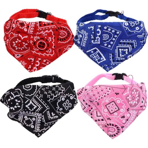 Hundehalstuch, verstellbar, Dreieckstuch für kleine, mittelgroße Hunde, Katzen, Welpen, Halstuch, niedliches Haustier, helle Farbe, bequemes Halstuch, 4 Stück Hundehalstuch, verstellbar, Dreieckstuch für kleine, mittelgroße Hunde, Katzen, Welpen, Halstuch, niedliches Haustier, helle Farbe, bequemes Halstuch, 4 Stück von Kopida
