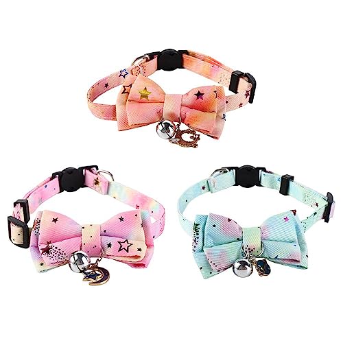 Katzenhalsband, 3 Stück, verstellbare Fliege, bunte Stern-Halskette mit Anhänger, Glocke, Abreißband, Haustier-Dekor-Zubehör Katzenhalsband, 3 Stück, verstellbare Fliege, bunte Stern-Halskette mit Anhänger, Glocke, Abreißband, Haustier-Dekor-Zubehör von Kopida