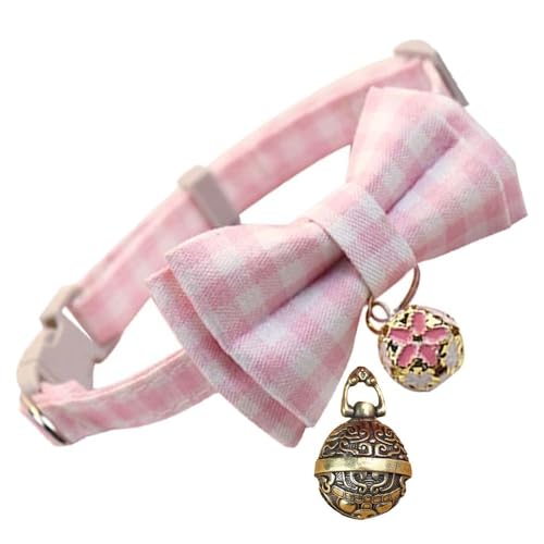 Katzenhalsband, mit niedlicher Fliege und dekorativer Glocke, niedliches Karomuster und Blumenmuster, Vintage-Haustierglocken, Messing-Katzen-Hundeglocken, Auto-Schlüsselanhänger, Geschenk für Katzenhalsband, mit niedlicher Fliege und dekorativer Glocke, niedliches Karomuster und Blumenmuster, Vintage-Haustierglocken, Messing-Katzen-Hundeglocken, Auto-Schlüsselanhänger, Geschenk für von Kopida