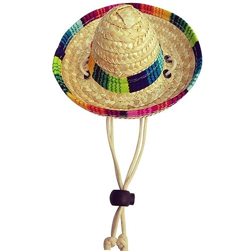 Niedlicher Mini-Hut für Welpen, Hunde, Katzen, Sonnenblume, Strohhut, gewebt, mexikanischer Sombrero, Haustierbedarf, niedliches Kostüm für kleine Hunde und Katzen, verstellbar von Kopida