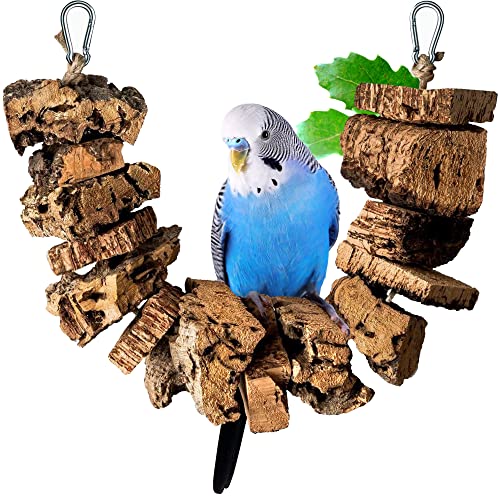 Vogelschaukel zum Knabbern aus Korkrinde | 40cm | Spielzeug für Vögel | Naturmaterial Kork von Kork-Deko