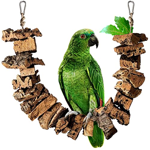 Vogelschaukel zum Knabbern aus Korkrinde | 70cm | Spielzeug für Vögel | Naturmaterial Kork von Kork-Deko