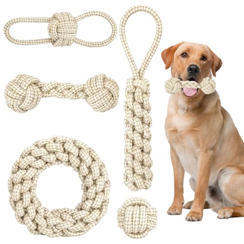 Korysnew 5 Stück Hunde Kauspielzeug Seil, Hundespielzeug Seil mit Knoten Ball, Kauen Hundespielzeug Set, Interaktives Kauspielzeug, Dog Rope Toy, Zerrspielzeug für Welpen, Kleine, Mittelgroße Hunde Korysnew 5 Stück Hunde Kauspielzeug Seil, Hundespielzeug Seil mit Knoten Ball, Kauen Hundespielzeug Set, Interaktives Kauspielzeug, Dog Rope Toy, Zerrspielzeug für Welpen, Kleine, Mittelgroße Hunde von Korysnew