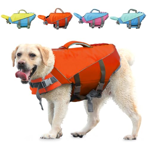 Kosgraiy Hundeschwimmweste mit abnehmbarem Frontschwimmer, hoher Auftrieb, verstellbare Hundeschwimmweste, Haustier-Sicherheitsschwimmweste mit Rettungsgriff zum Schwimmen und Bootfahren, Orange Kosgraiy Hundeschwimmweste mit abnehmbarem Frontschwimmer, hoher Auftrieb, verstellbare Hundeschwimmweste, Haustier-Sicherheitsschwimmweste mit Rettungsgriff zum Schwimmen und Bootfahren, Orange von Kosgraiy